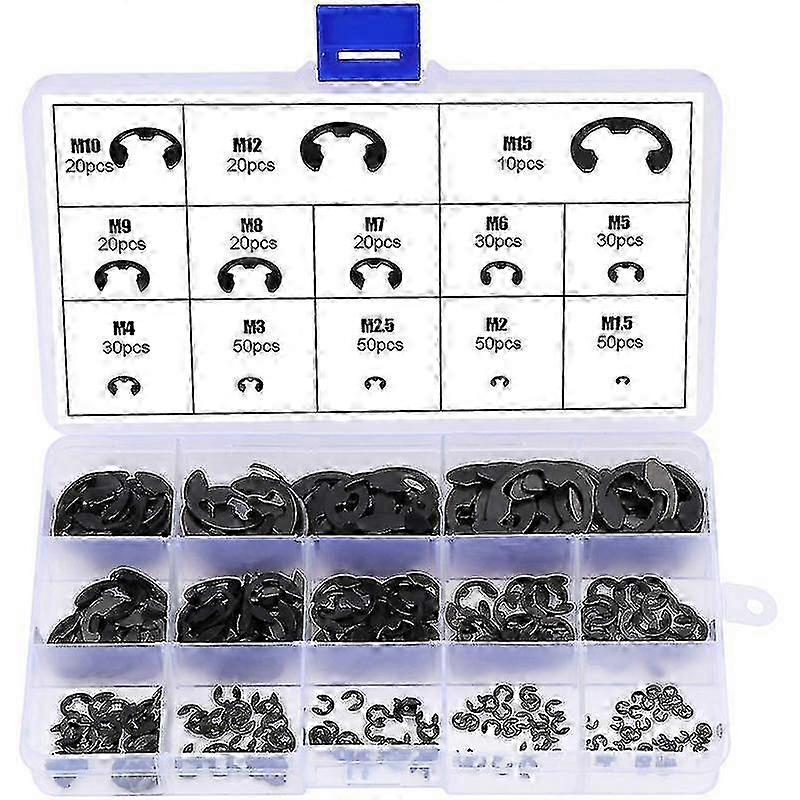 E-Clip Circlip External Retaining Ring External E-Clip Circlip Ring Assortment Kit (13-Size,400 Pcs