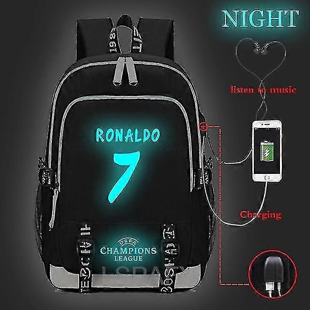Υψηλής ποιότητας Cristiano Ronaldo Cr7 Luminous Usb Charge Tenns Backpack Usb Charging Cr7 Rucksack Άνδρες Γυναίκες Mochila