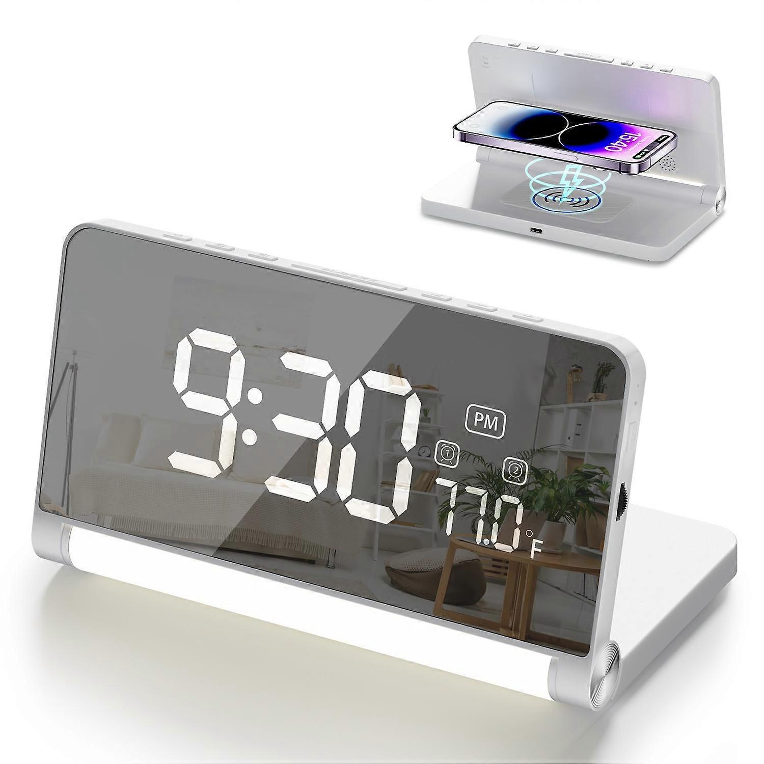 ZM-A1C Sveglia digitale a LED pieghevole con display di temperatura con luce notturna e wireless da 10 W