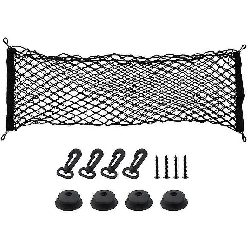 Car Elastic Nylon Rear Cargo Tidy Net Storage Organizer Cargo Net Hammock Trunk Organizer Vehicle Storage with 4 Adjustable Hook
