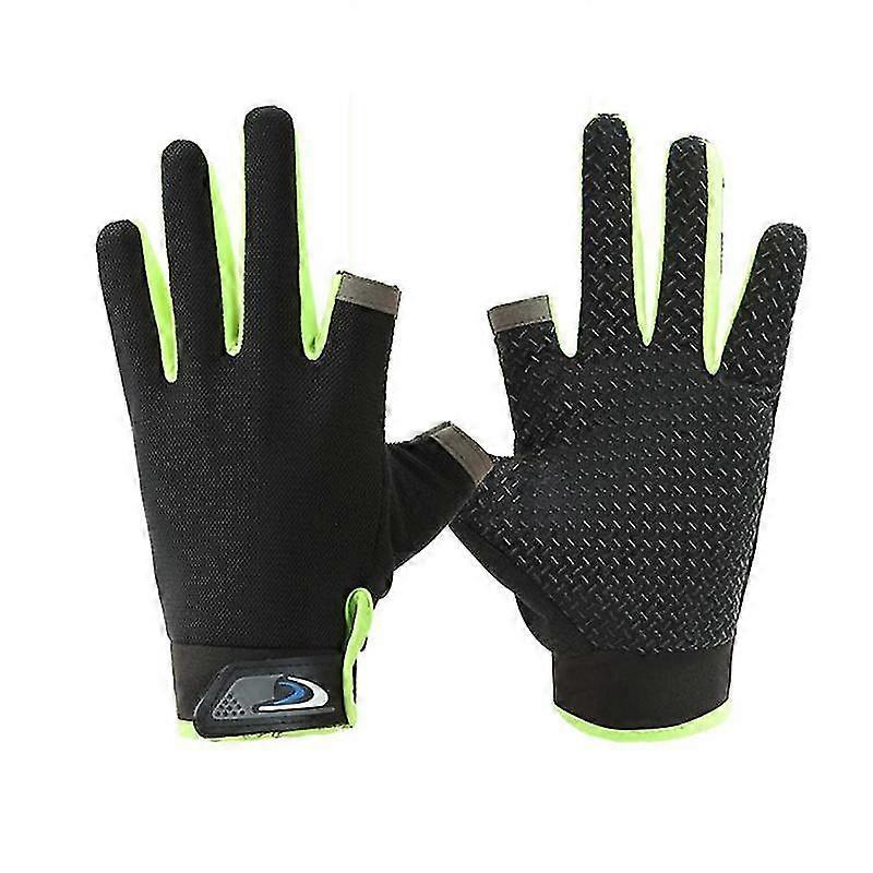 1pair 사이클링 장갑 통기성 태양 보호 피트니스 낚시 미끄럼 방지 장갑 두 손가락 컷 반 손가락 스포츠 자전거 장갑