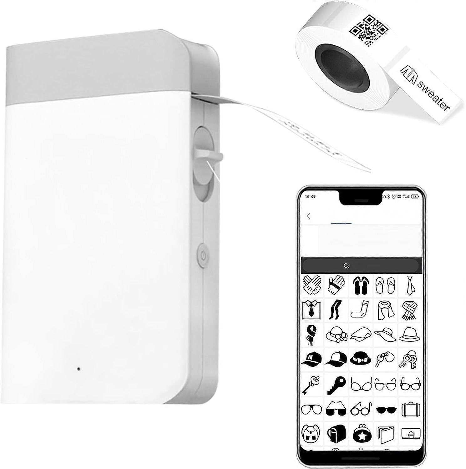 Handheld Label Maker Machine, Portable Label Maker Machine, Sticker Printer Maker Wireless Bluetooth Sticker Maker with 1 Roll Label Paper, Compatible