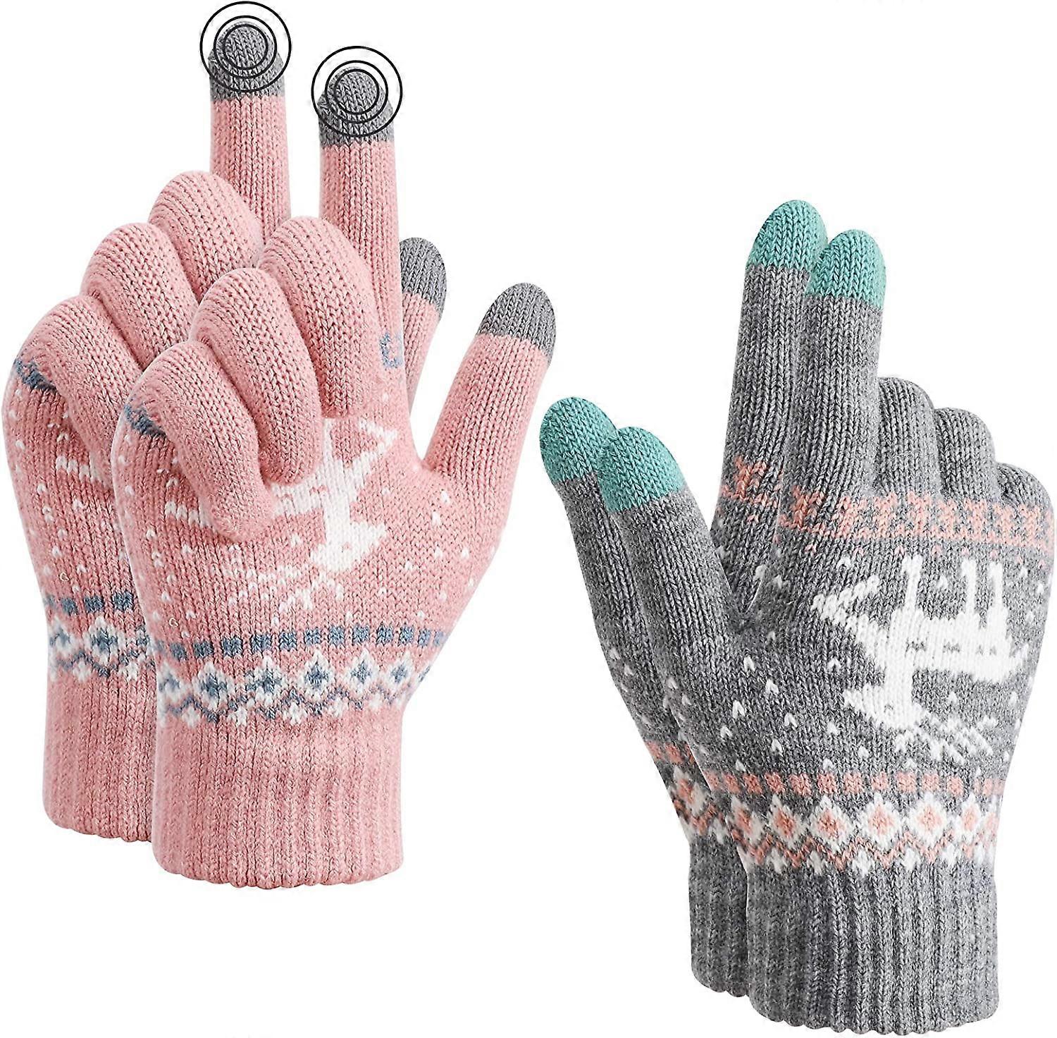 Winter Knitted Warm Gloves Unisex Touch Screen, Thermal Elastic Fleece, Warm Work Running Gloves for Men and Women, for Running Skiing Cycling Hiking