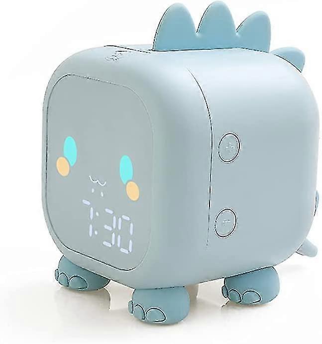 Children's Alarm Clock Cute Dinosaur Digital Alarm Clock Usb Charge, Automatic Display Time, Date, Temperature, Bedside Lamp With Snooze Function (blu