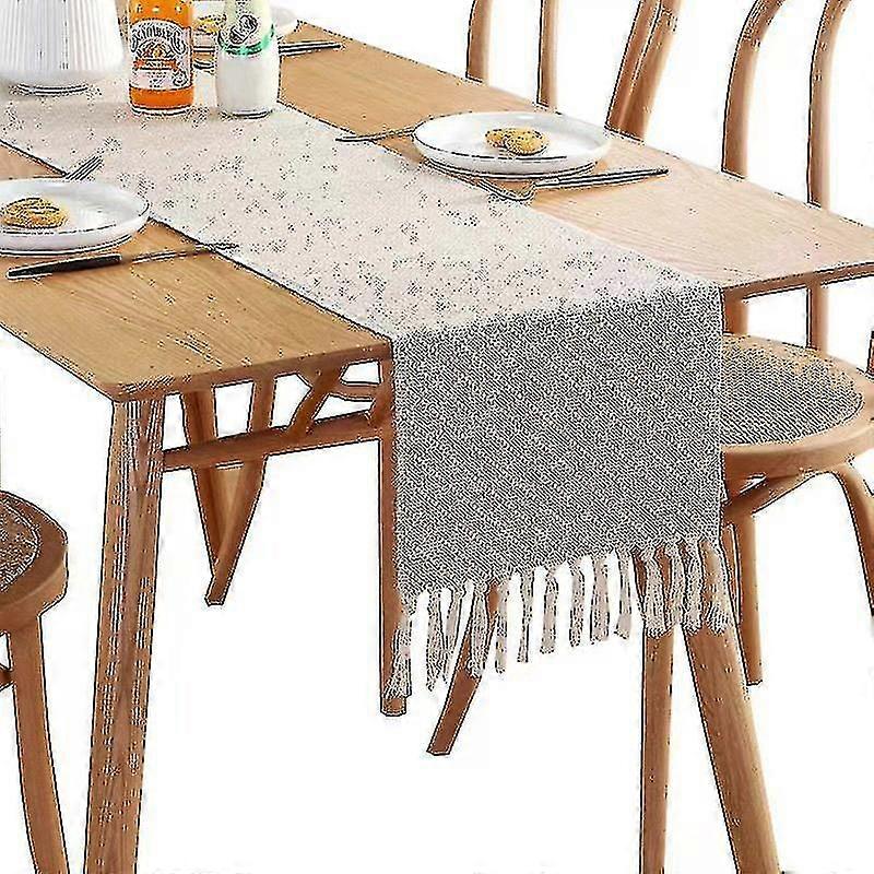 Cotton Linen Table Runner With Handmade Fringe Rustic Table Runners Burlap