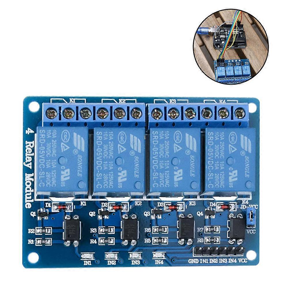 1 PCS 4 Channels 5V Relay Module With Optocoupler Isolation, Low-Level Trigger Development Board