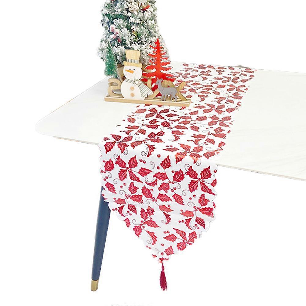 Bronzing Printing Pattern Table Runners with Tassels for Table Xmas Party Wedding Decor-33*180cm