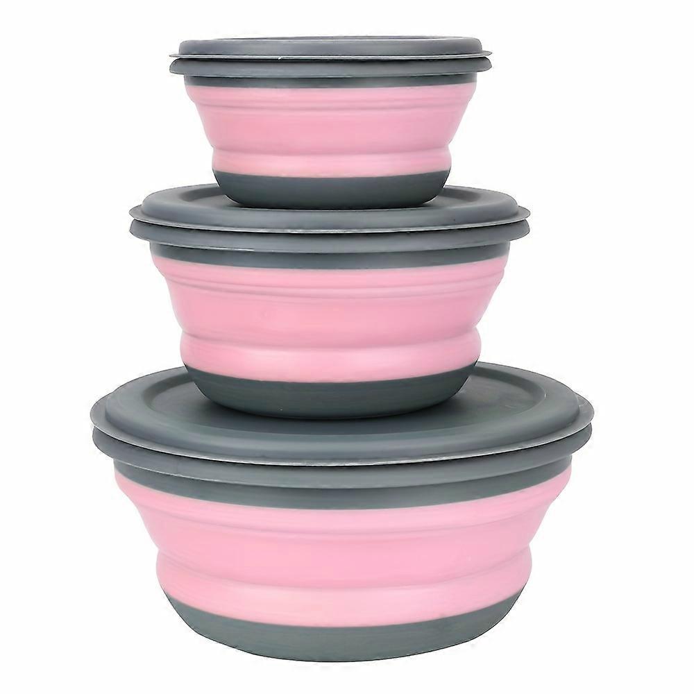3Pcs/Set Portable Salad Bowl With Lid Foldable Folding Lunch Box Bowl Sets Tableware Set Folding Bowl