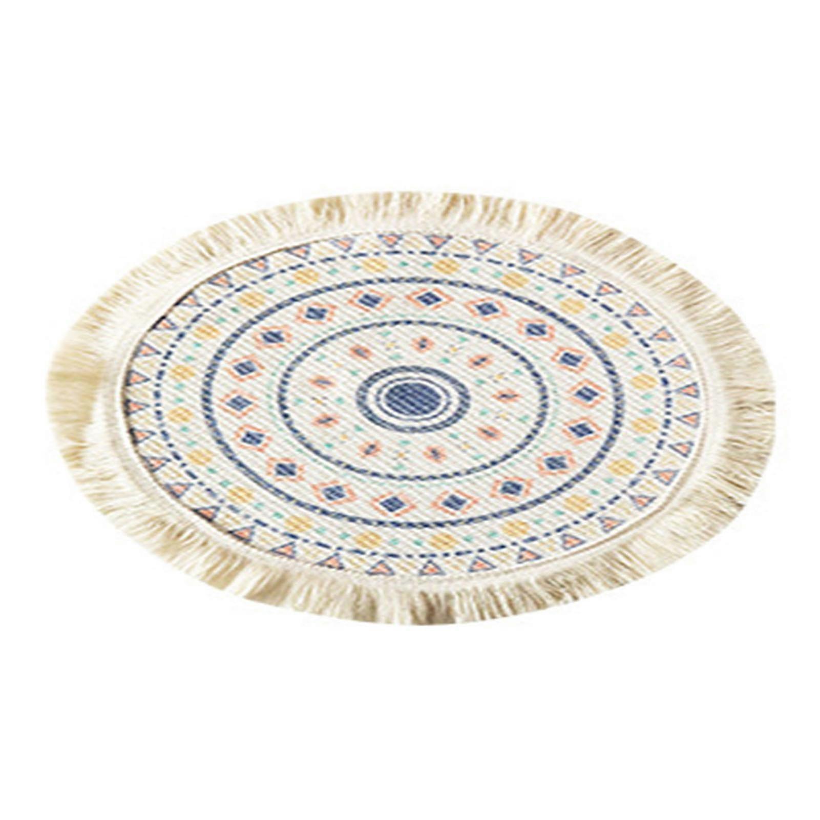 Round Cotton Polyester Woven Placemat with Tassels for Kitchen Decor