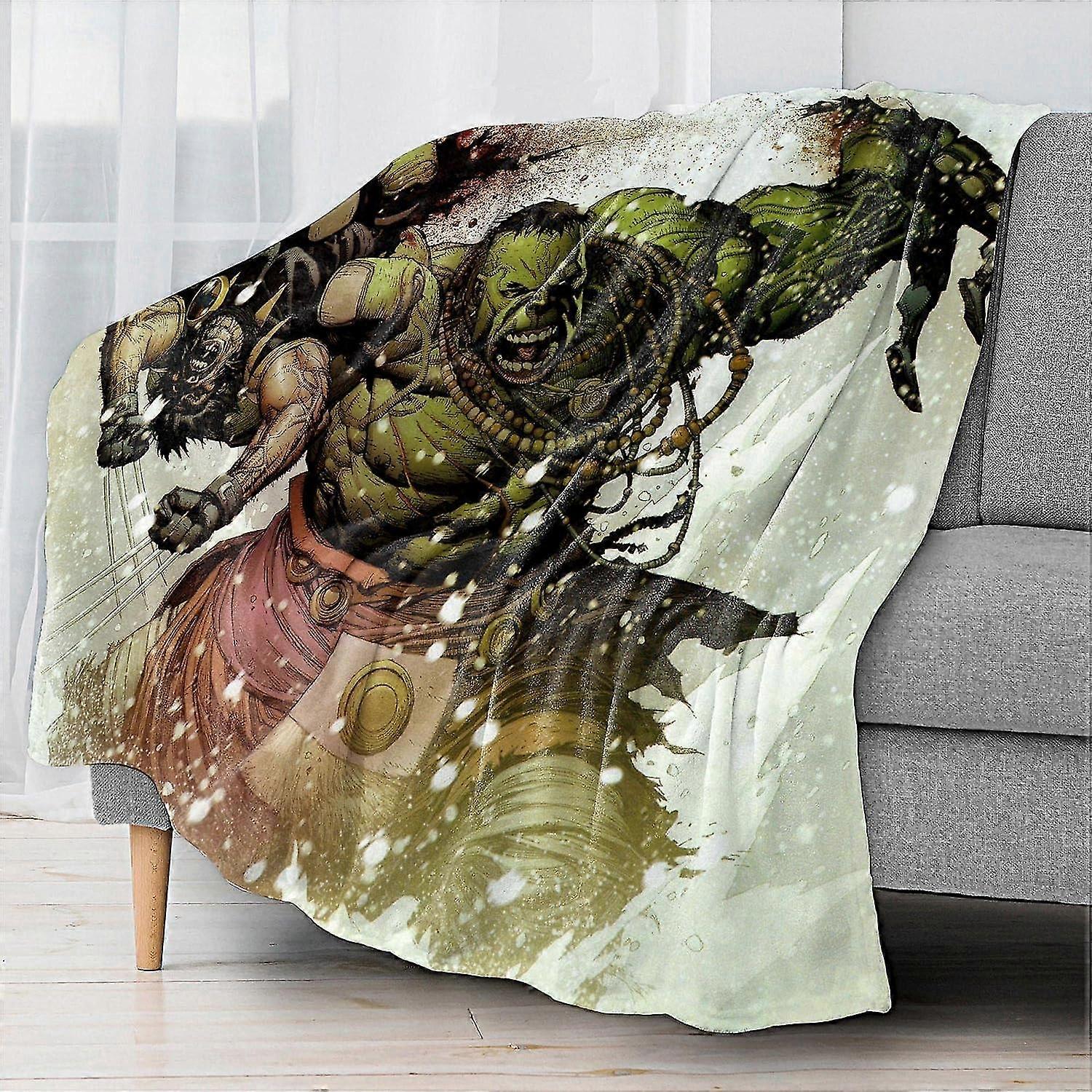 Green Giant Superhero Gamma Banner Flannel Blanket, Plus Size, Warm, Super Soft Fleece Blankets, 100% Microfibre, for Soids10874