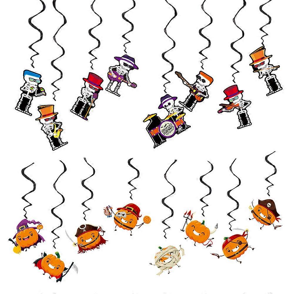 Halloween Hanging Swirl Decorations,Pumpkin Ghost Skeleton Hanging Swirl Ceiling Streamers