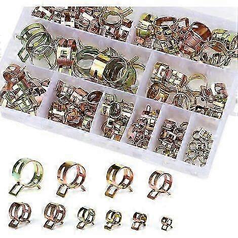 Spring Clip Hose Clamp Gasoline Hose Clamp, 100 Pieces Hose Clamps Spring Clip Clamps Hose Clamp with Storage Box (6-22mm)