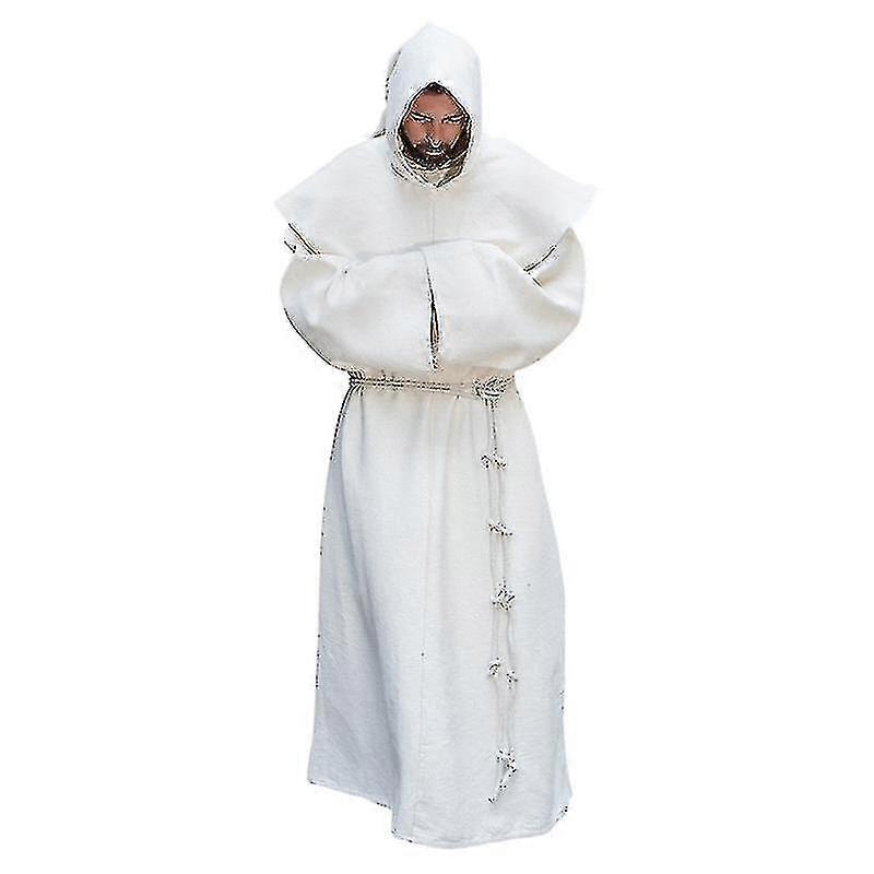 S-5XL Rönesans Keşiş Din Adamları Alışkanlık Kürek Kemiği Keşiş Kostüm Dini Aziz Cüppesi Cübbe Erkekler Rahip Hood Cowl Cadılar Bayramı Dışarı