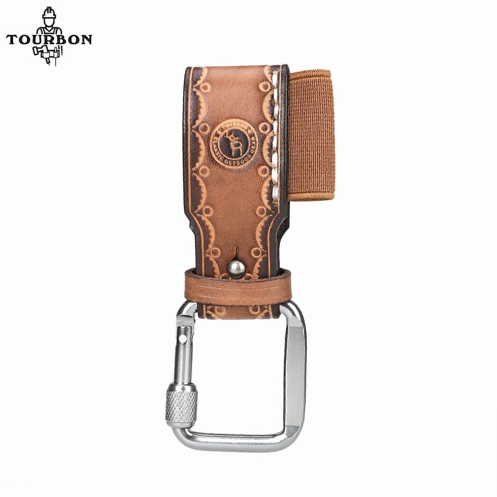 Tourbon Thick Genuine Leather Tool Holder Heavy Duty Tools Holster Tool Bags Belt Loop 6.5CM Key Ring Holder