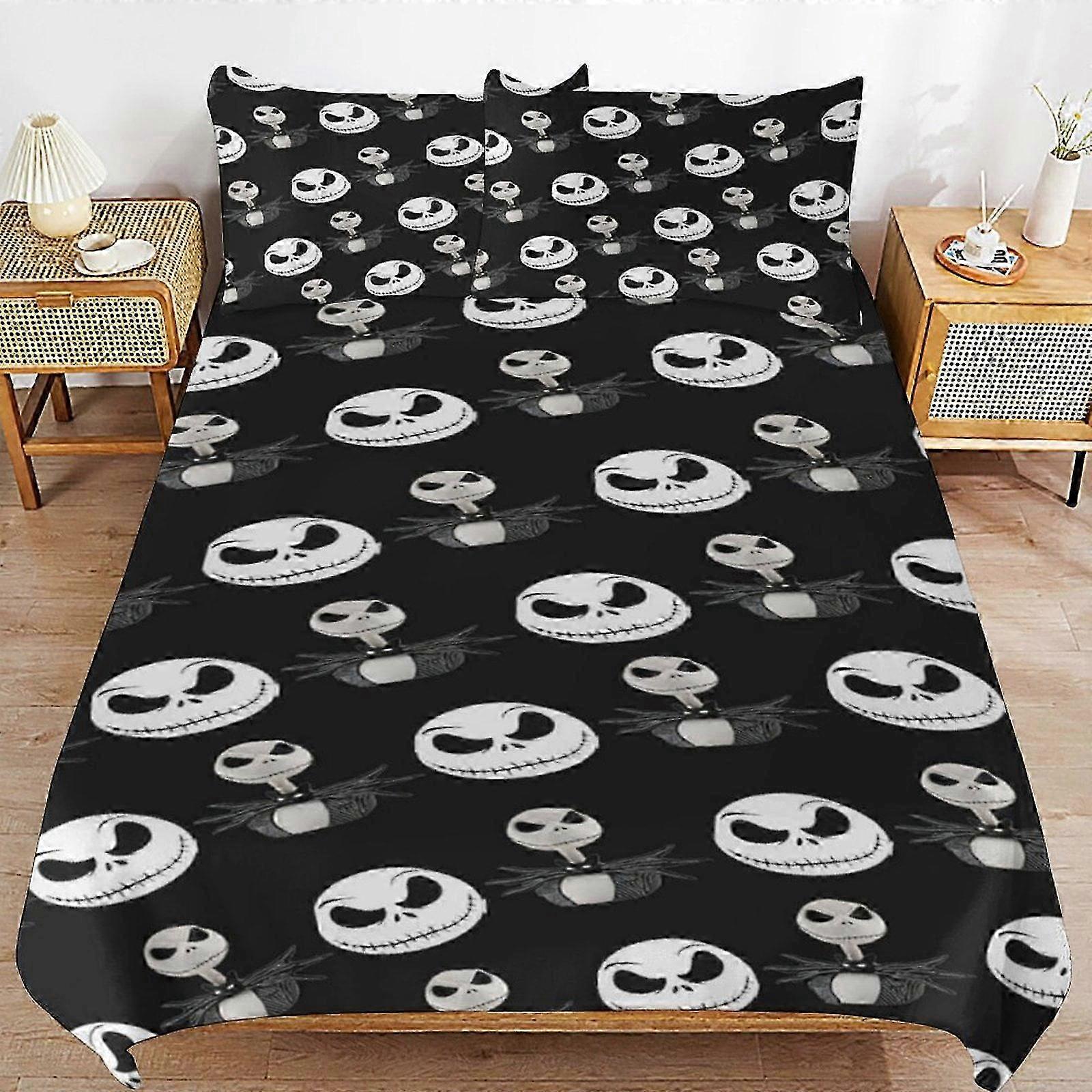 n1108 Povlečení Noční můra před Vánocemi Sada povlečení Povlak na přikrývku Pohodlné a lehké kreslené povlečení 3 kusy (1 povlak na peřinu a 2 povlaky na polštář