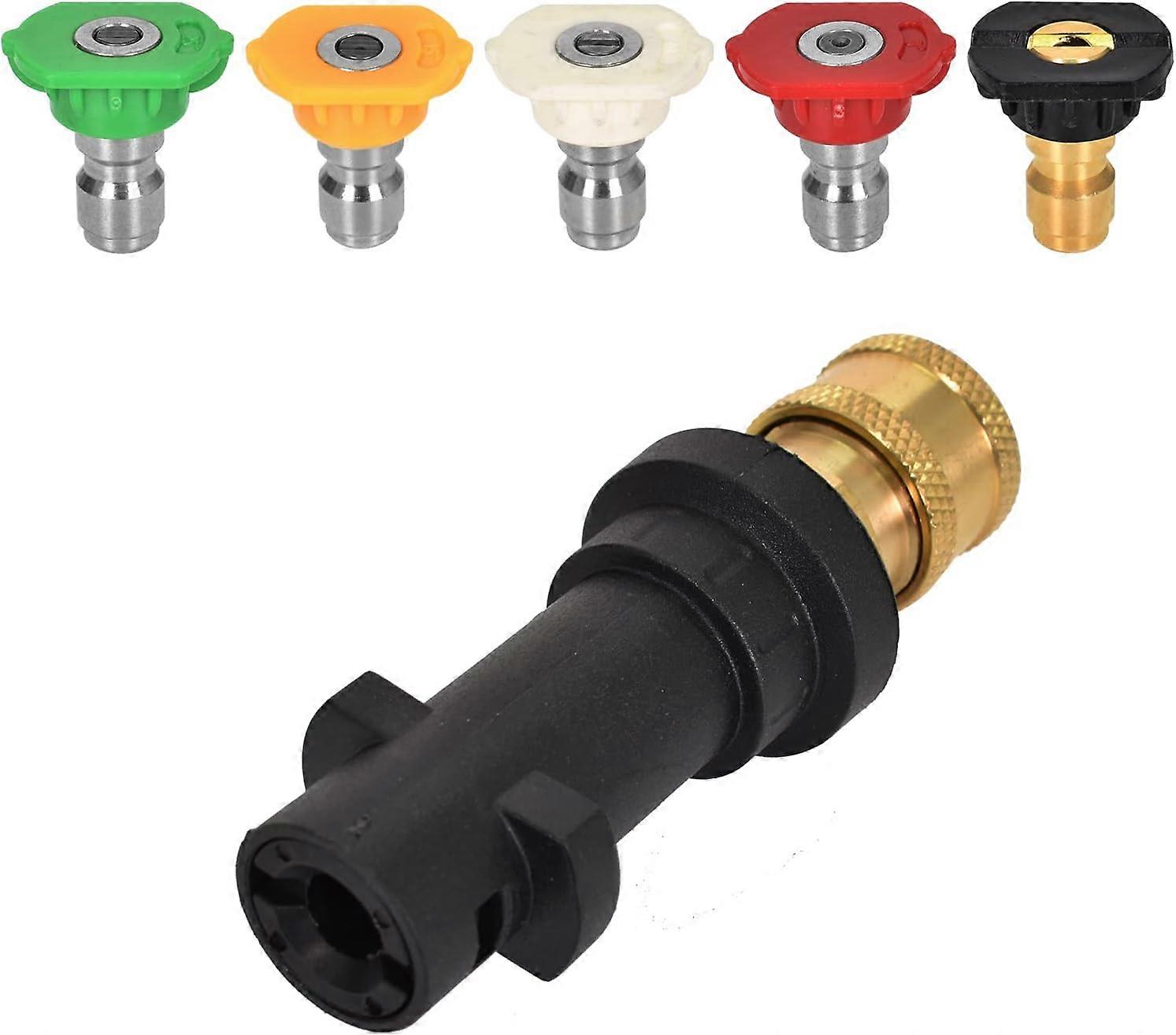 Pressure Washer Adapter, 1/4 Quick Connect Compatible for Karcher Karcher K2-K7, with 5PCS Multi-Stage Nozzle Tips, Pressure Washer Accessory Kit