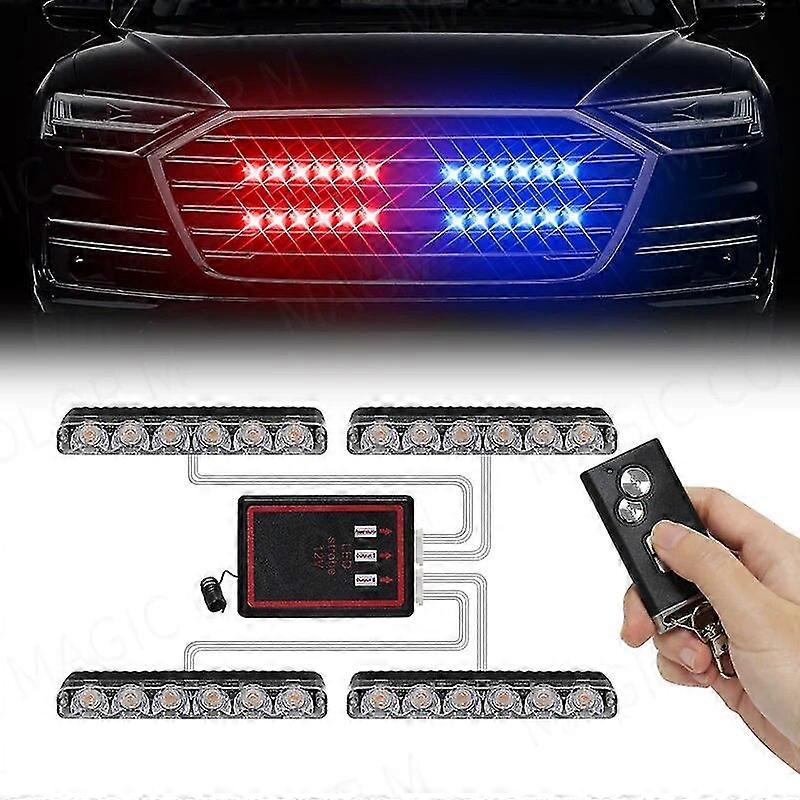brand-new 4x6 Car Led Grid Police Strobe Light Emergency Remote Wireless Control Grill Signal Warning Flashing Beacon Ambulance Lamps