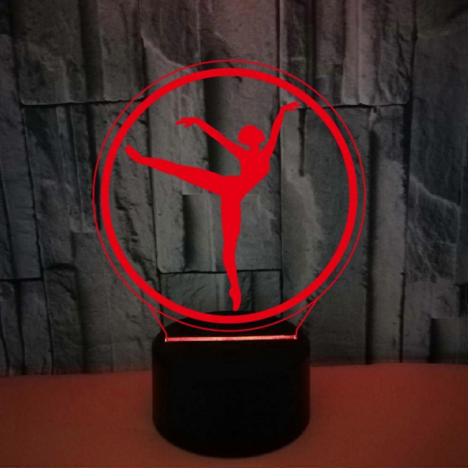 JUSTUP Ballerina Night Light Colorful 3D Light with Touch Remote Control Desk Lamp 3D LED Illusion Light --- Black Seat