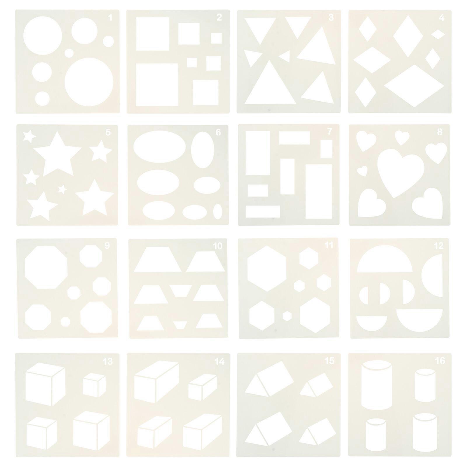 16pcs Learning Resources Primary Shape Template Set Geometric Tracing Helper