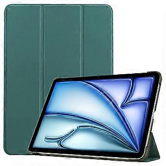 For iPad Air 11 (2024) Case PU Leather Protective Tri-fold Stand Smart Cover - Sky Blue  Blackish Green