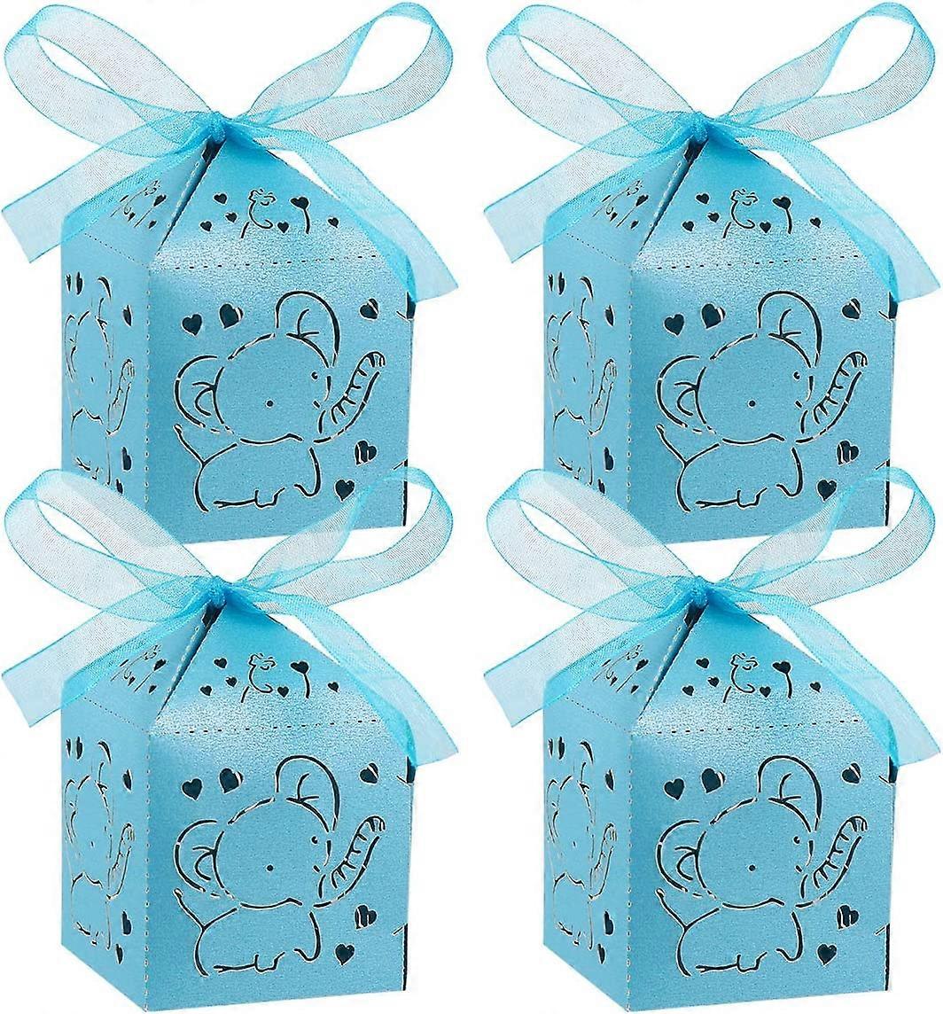 صناديق الحلوى الورقية، صناديق هدايا عيد ميلاد الزفاف، صناديق حلوى الشوكولاته شكل الفيل، أزرق
