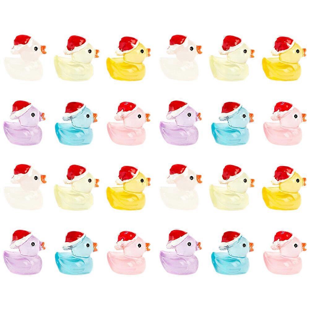 24Pcs Mini Resin Ducks Statue Tiny Ducks Miniature Figures Glowing In The Dark Duck Figurines