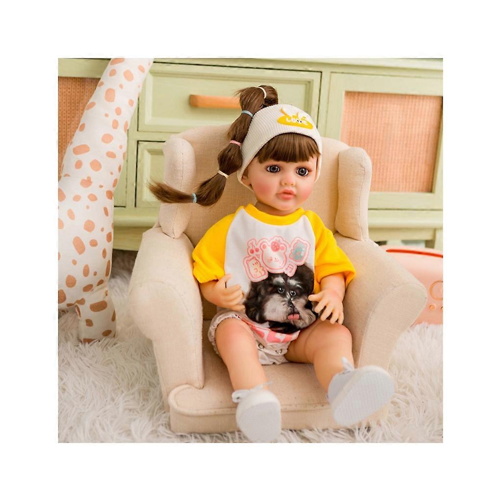 Boneca Realista de Menina Reborns Toddler de 55cm com Braço e Perna em Movimento Boneca de Cabelo Longo