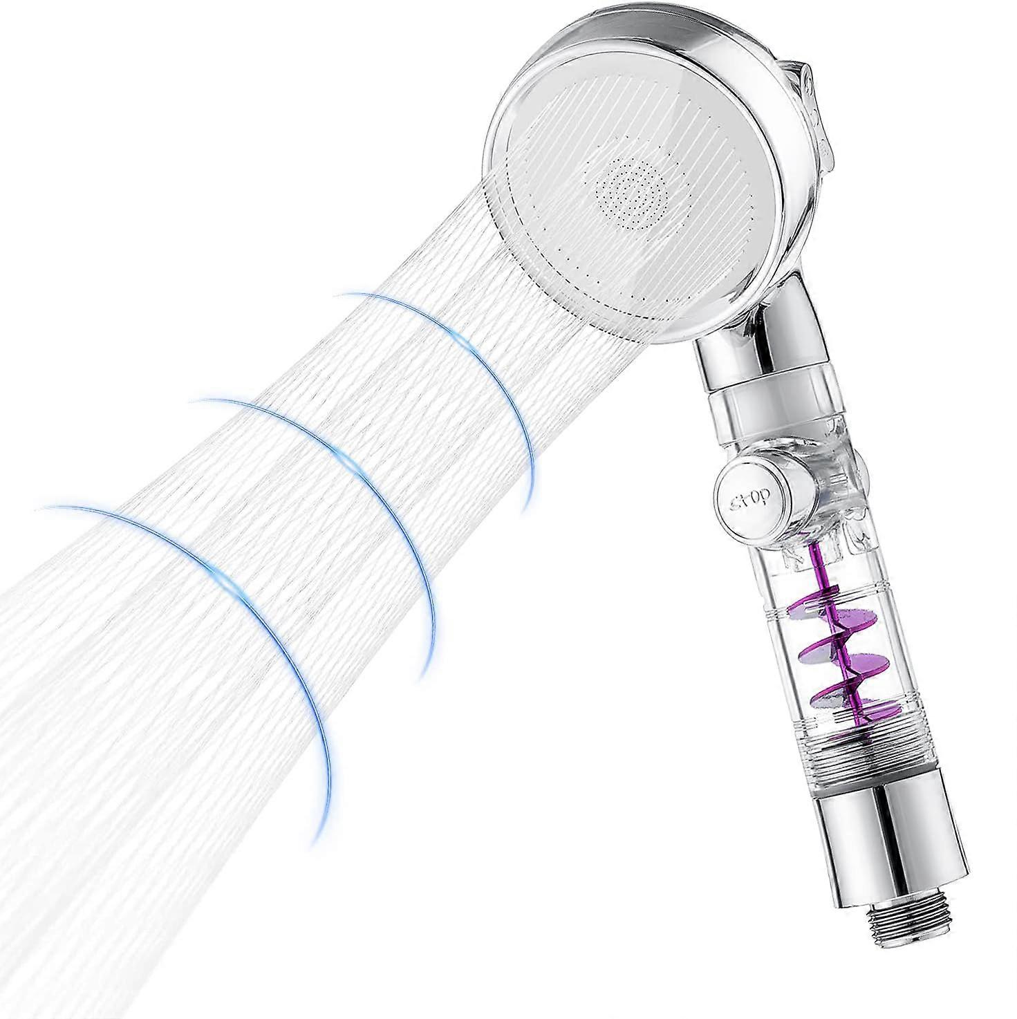Shower Head with 3 Jet Types, Water Saving Shower Head, Effectively Filter Impurities with Turbocharger,Silver