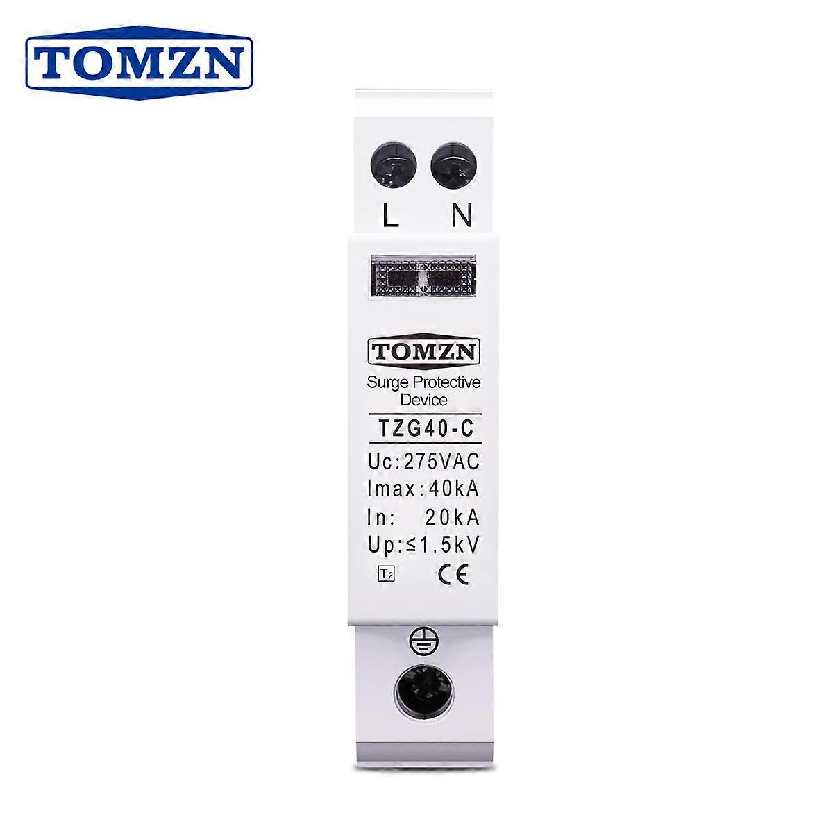 AC SPD TOMZN 20KA~40KA 275V House Surge Protector protection Protective Low-voltage Arrester Device 1P+N 18mm