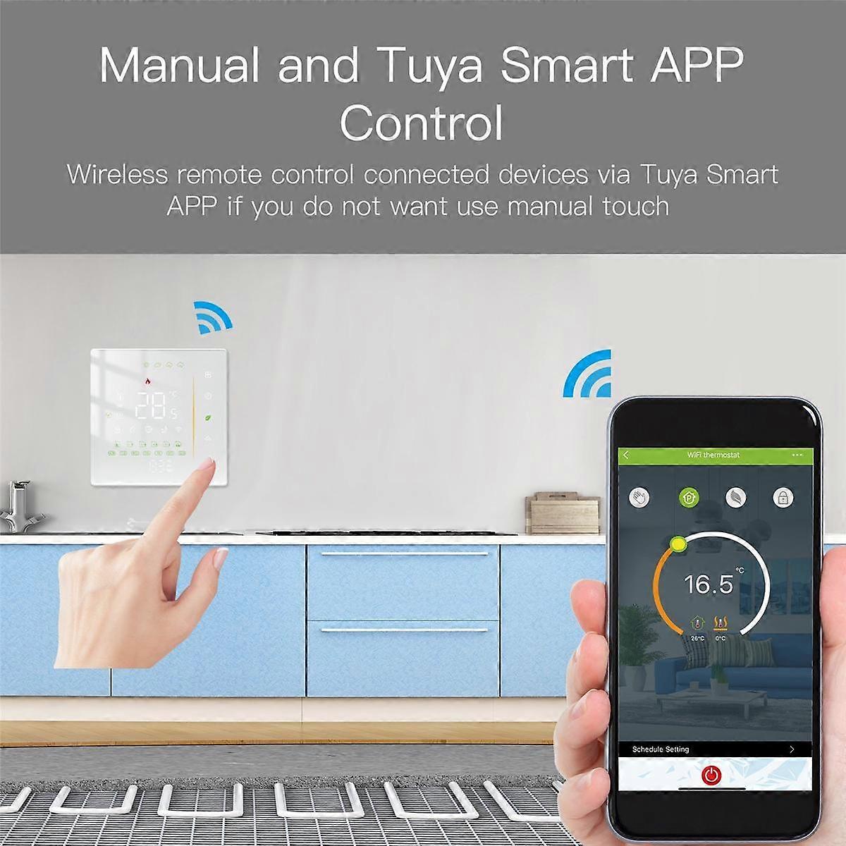 WiFi Water Heating Thermostat Water Boiler Temperature Control Tuya Smart APP Control for Alexa Google Voice-Black