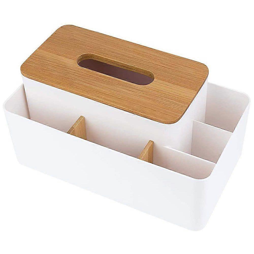 Desktop Storage Box, Detachable Bamboo Desktop Organizer, Remote Control Holder Plastic Storage Box