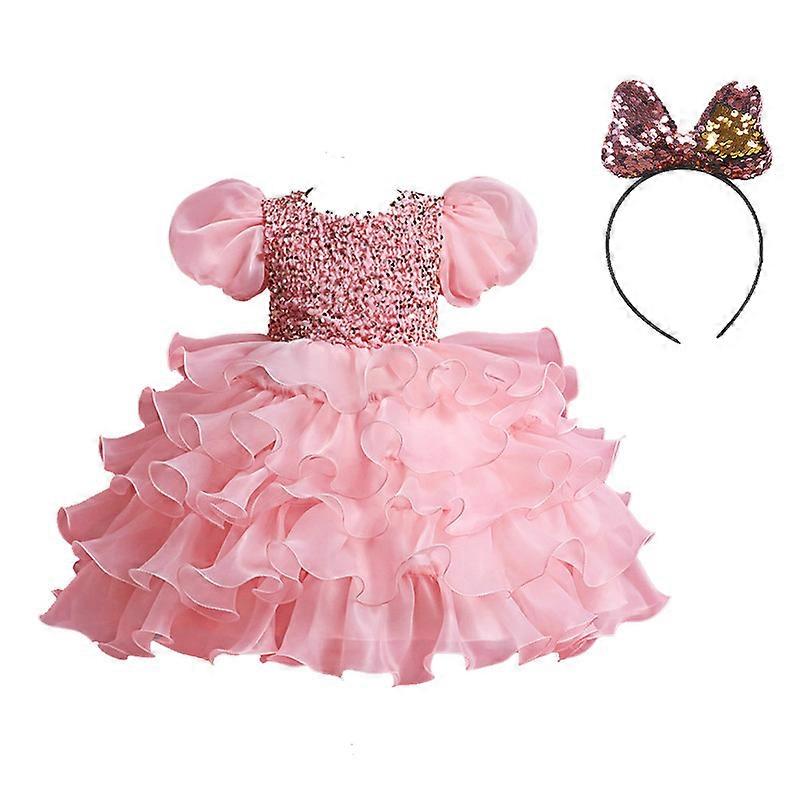 Girls Embroidery Princess Dress Formal Dance Gown with Headband