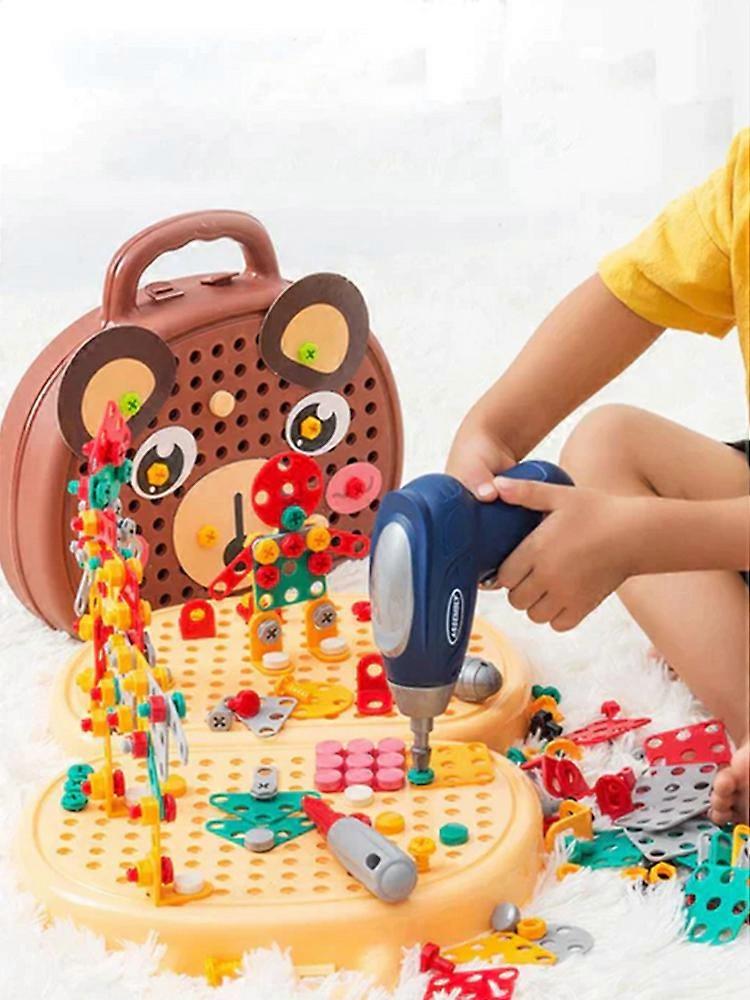 203pcs أداة خشبية مجموعة بناء كتلة مع الحفر ، هدية لعبة تعليمية للأطفال
