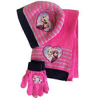 Frozen Anna Elsa Character Kids Girls Winter Cartoon Knitted Beanie Hat  Scarf Neck Warmer Gloves Set