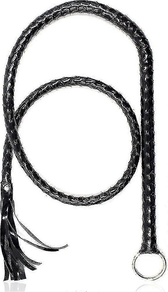جلد صناعي أسود سوط زي سوط سوط مصنوع يدويا Bullwhip ، سوط زي ملحق هدية