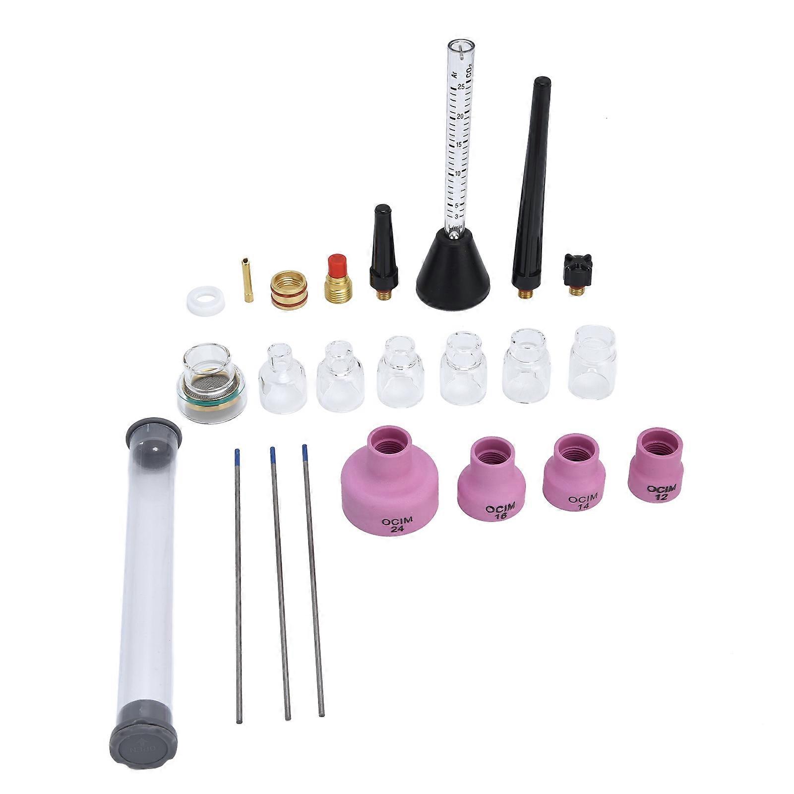 Argon Arc Welding Nozzle Kit Gas Flowmeter Tungsten Needle Sealing Ring 2.4mm for WP‑9/20