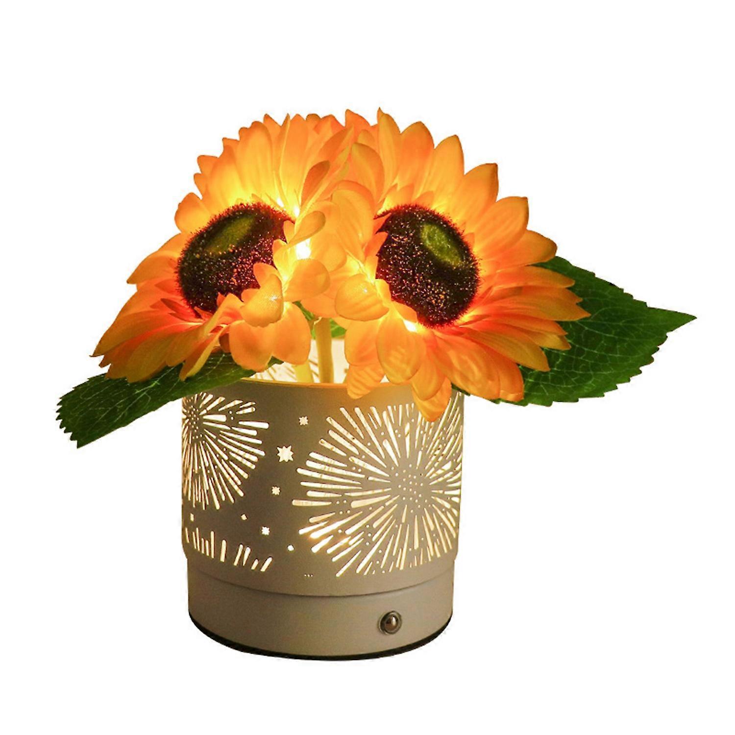 Sunflower LED Lamp Night Light Dimmable 3 Modes USB Rechargeable Battery Operated Flower Touch Lamp
