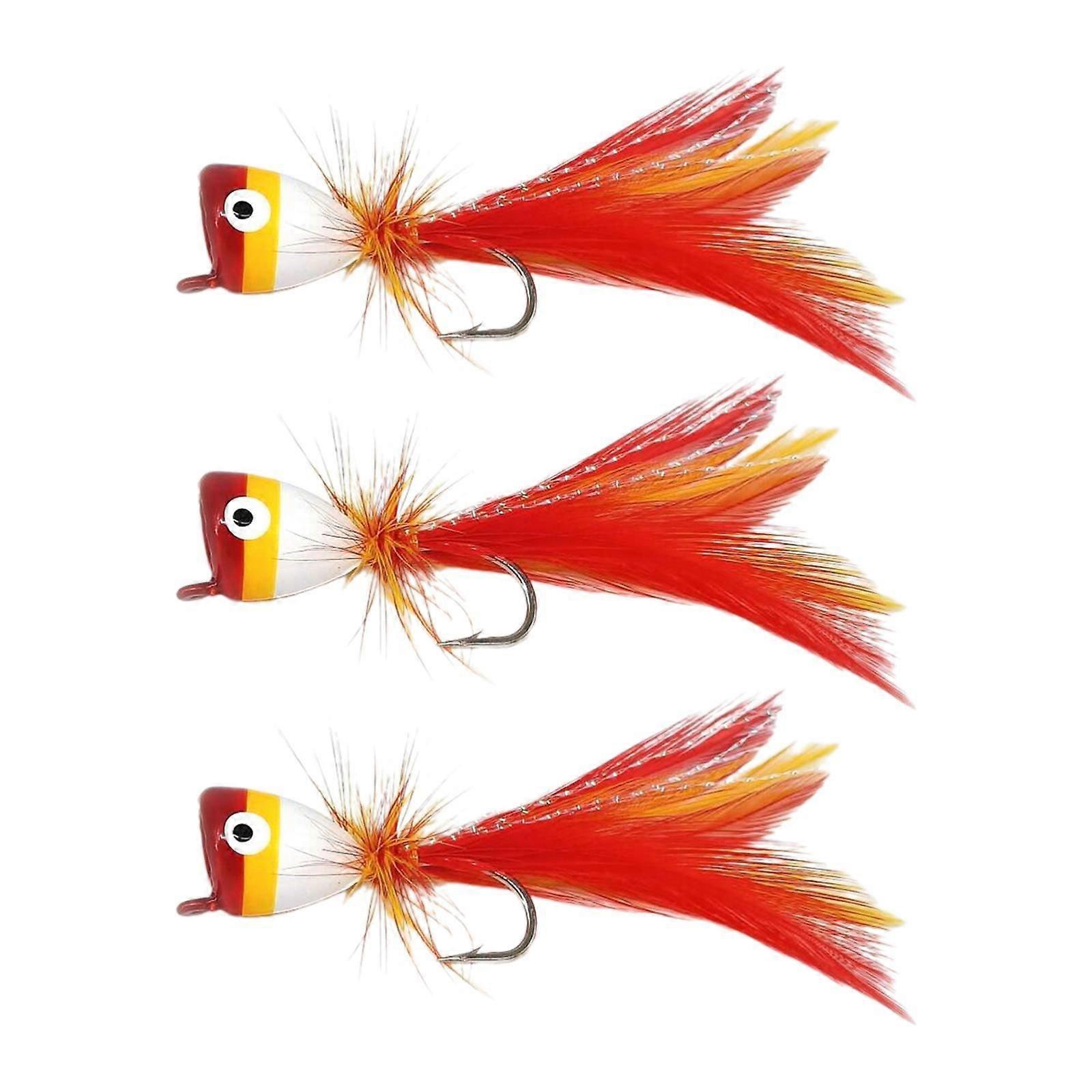 3x Fliegenfischer Köder Realistische Kunstköder für Mondfisch Bluegill Panfish Rot