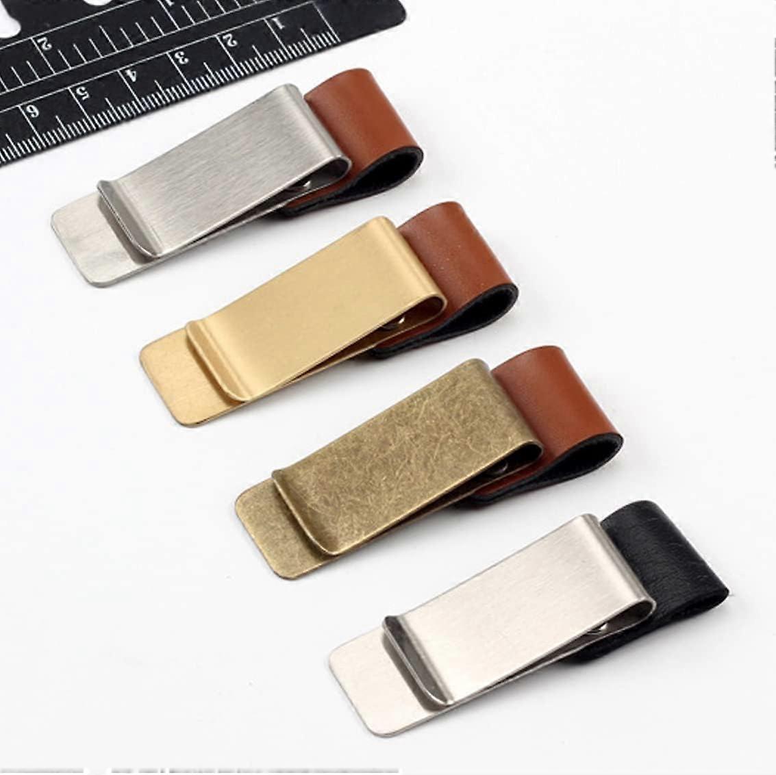 4Pcs Leather Pen Clips, Adjustable Pen Loop Holders for Notebooks, Planners, and Journals in Black and Brown
