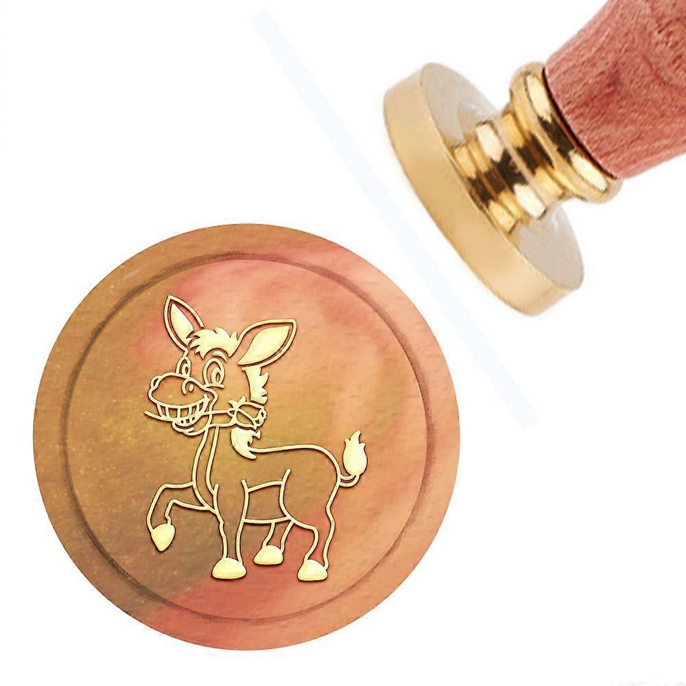 Brass Wax Seal Stamp with Handle for DIY Scrapbooking Donkey Pattern 3.5x1.18 inch(8.9x3cm)