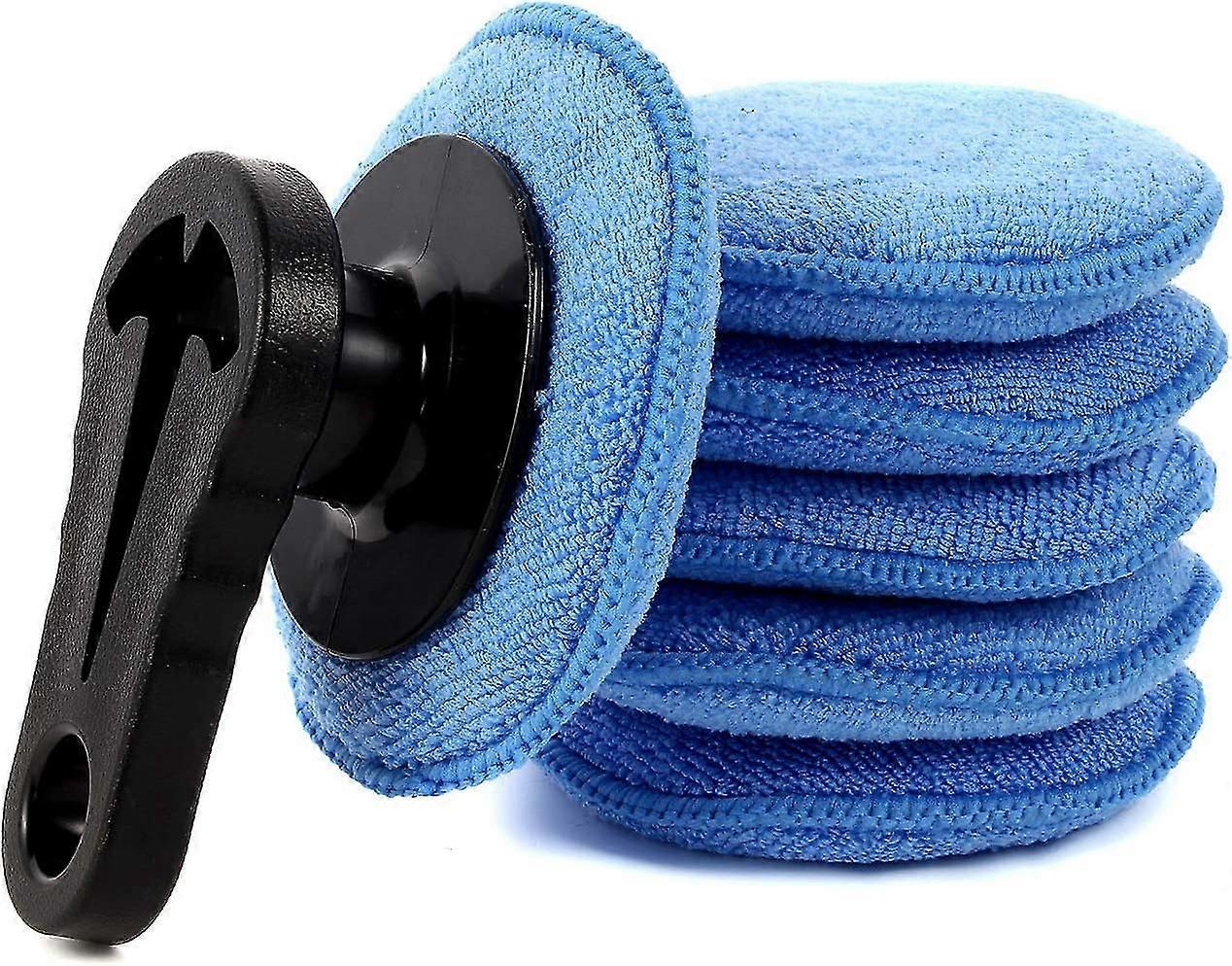 7 Pcs Car Wax Applior Pads Kit 4.7 Inch Microfiber Sponge Appliors Soft Foam Waxing Pad With Grip Handle (large),9547