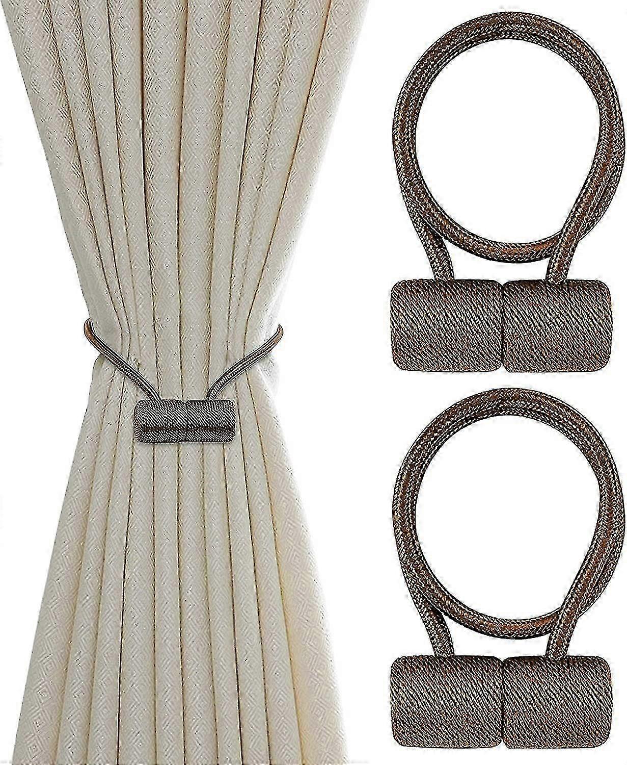 磁気カーテンタイバック、カーテン装飾ロープ、ウィンドウカーテンホールドバックネクタイカーテンバックル(ブラウン)