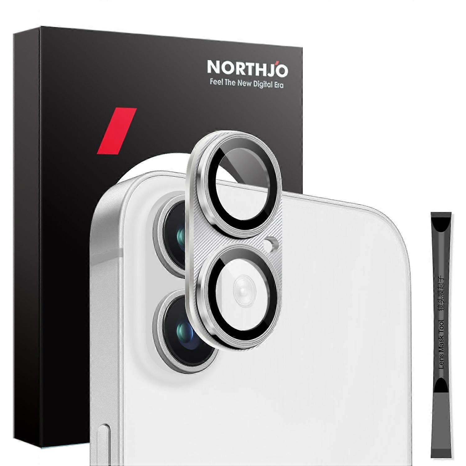 Type E NORTHJO For iPhone 16 Plus/16 Integrated Camera Lens Protector CD Vein Metal Frame +