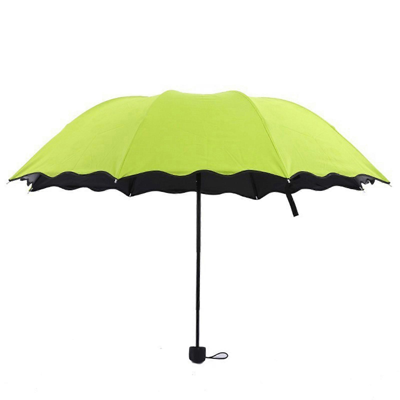 Portable Folding Umbrella Three Fold Hand Operate Windproof Anti-uv Rainproof Grass green