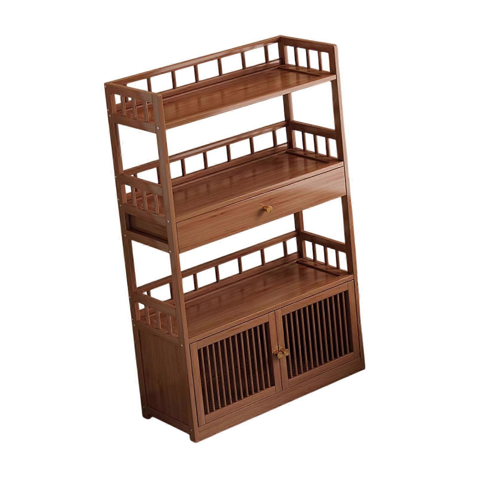 Storage Cabinet Bookcase with Drawer Retro Cabinet Display Shelves Bookshelf for