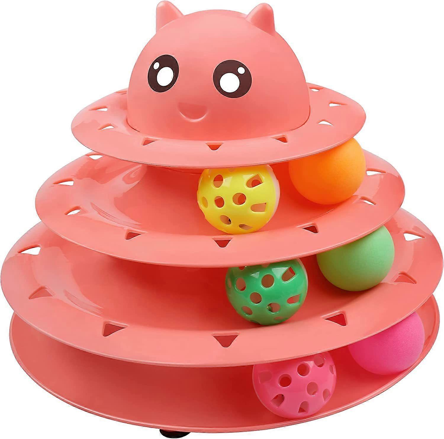 Cat Toy Roller 3-Level Turntable Cat Toys Balls with Six Colorful Balls Interactive Kitten Fun Mental Physical Exercise Puzzle Kitten Toys.