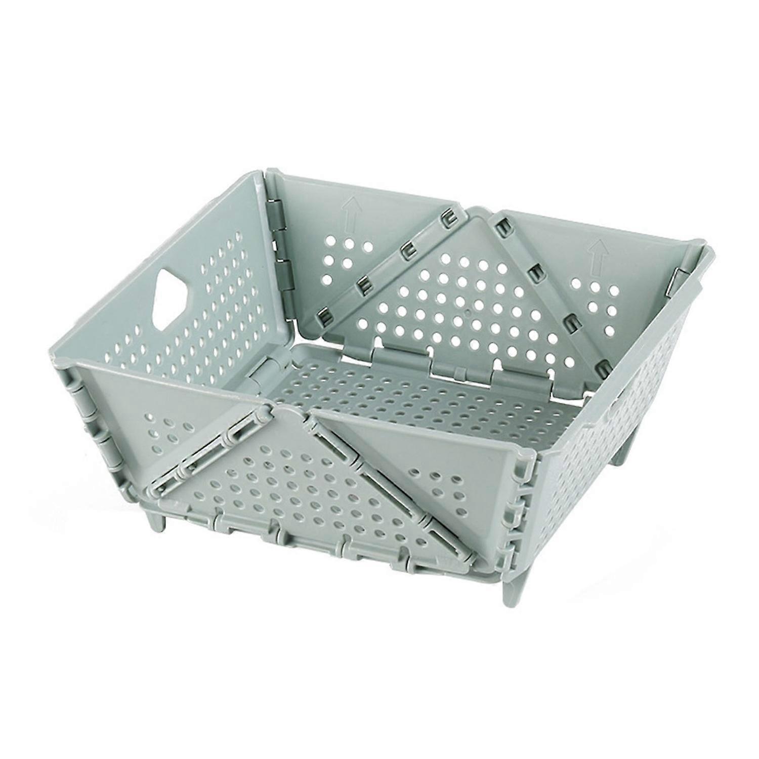 PP Folding Drain Basket Fast Draining Hygienic Space-saving Desktop Fruit Storage Basket for Kitchen