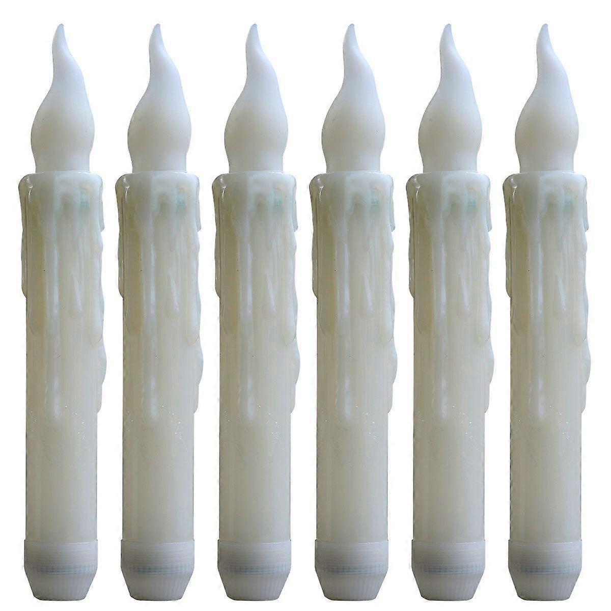 Halloween & Christmas Remote-Controlled LED Candles, 6-Pack, Warm White Flash