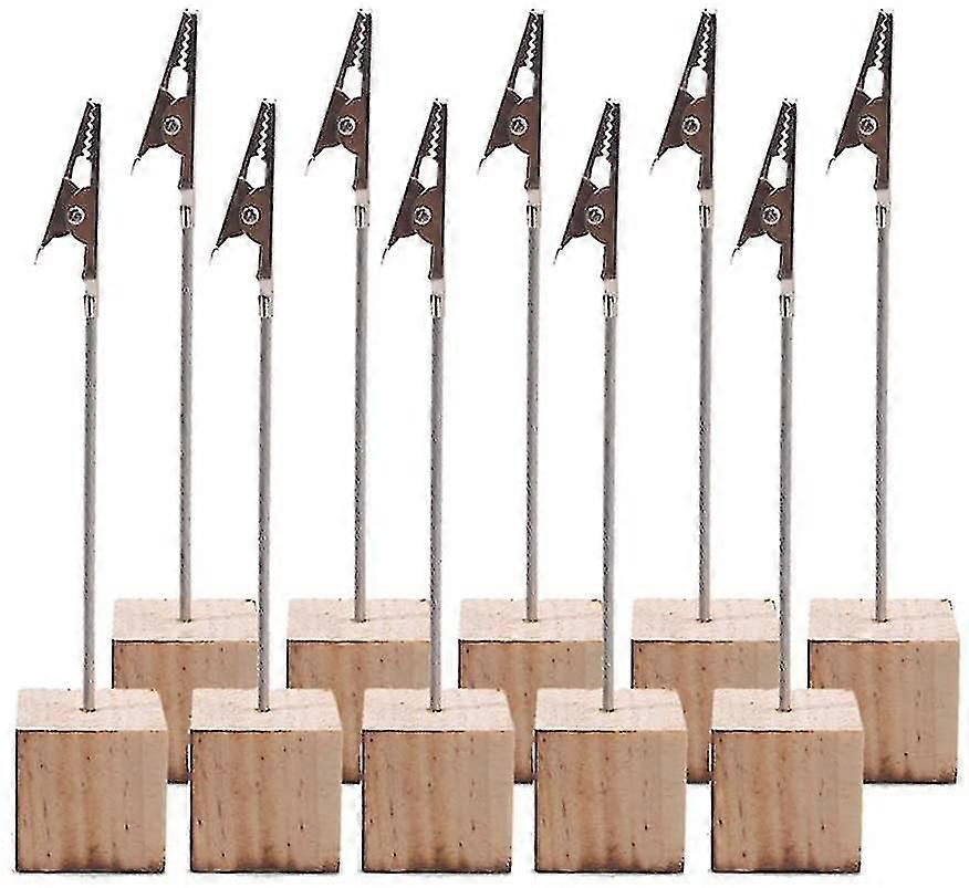 10pcs vertical note photo holder with alligator clip and pine base