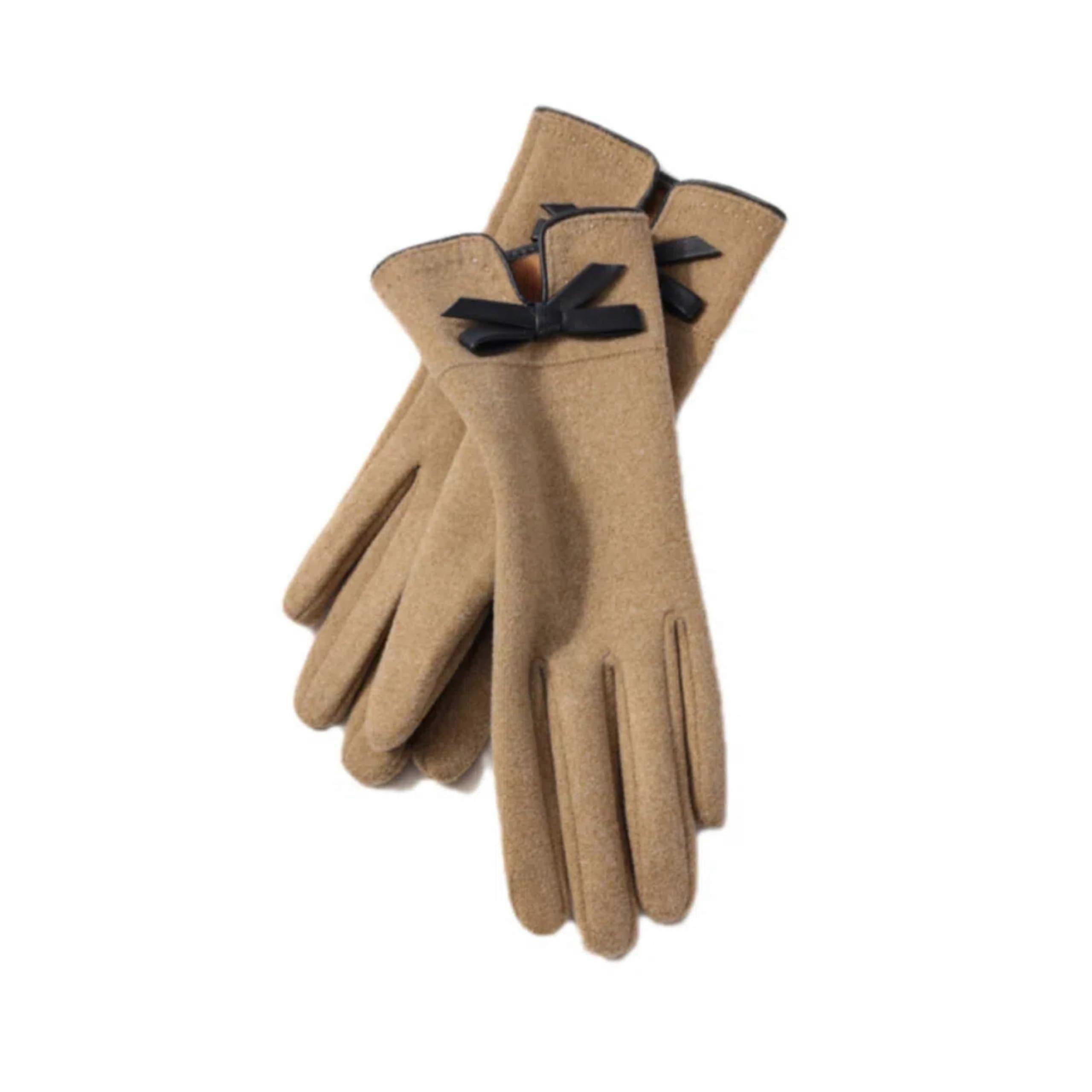 Touch screen windproof thick warm gloves for women